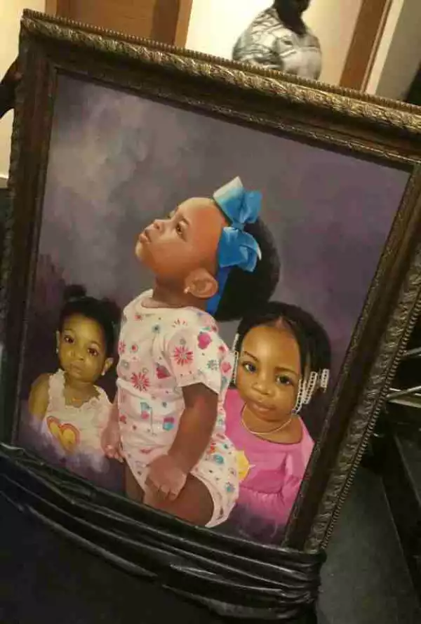 Davido Shows Off Drawn Portrait Of Himself, Dad & His Daughter, Imade